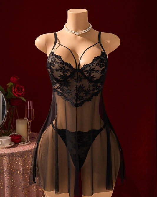 Ensemble deux pièces (nuisette + string)
Tissu doux et léger