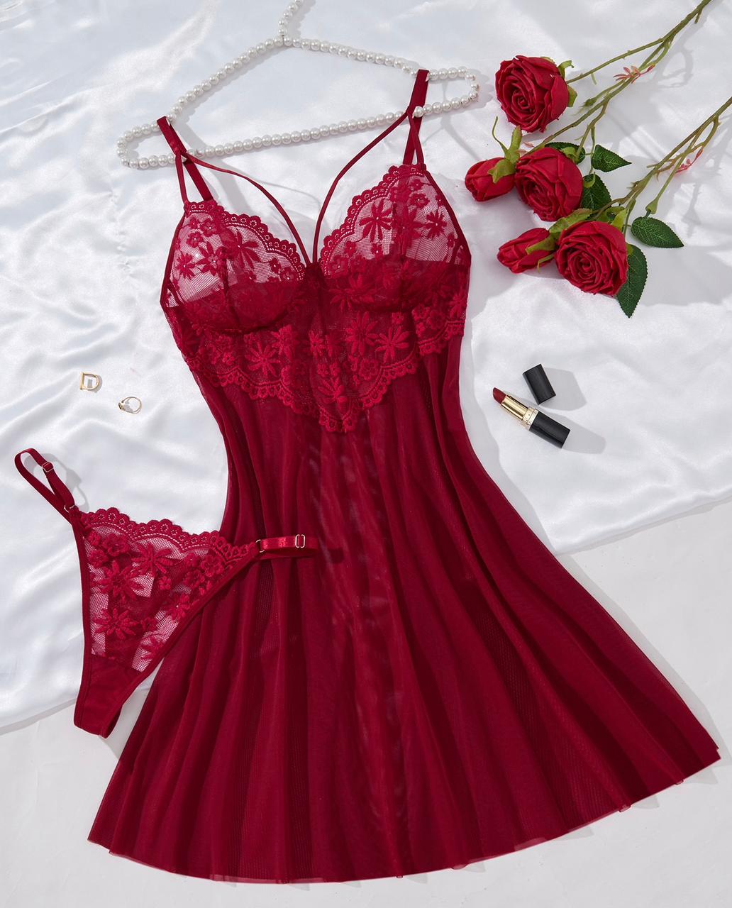 Ensemble deux pièces (nuisette + string)
Tissu doux et léger