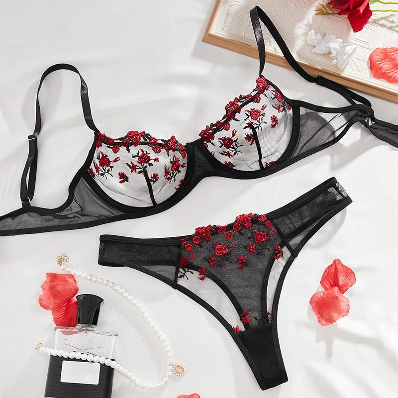 Ensemble de soutien-gorge string sexy ultra-fin