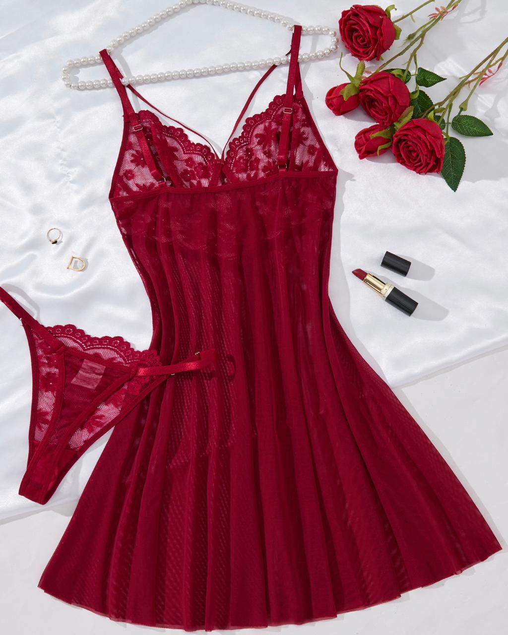 Ensemble deux pièces (nuisette + string)
Tissu doux et léger